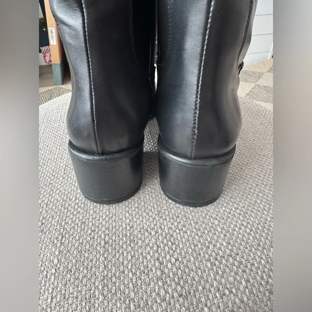 Emanuele Crasto Made in Italy Black Italian Leather Knee-High Riding Boots 8.5
